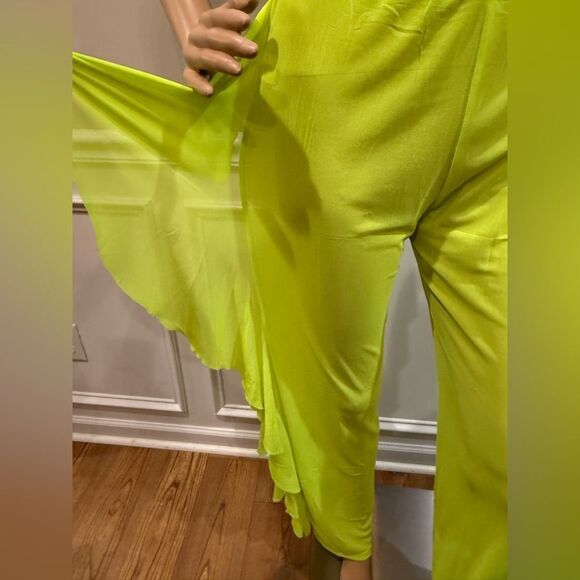 NWOT Neon Yellow Ruffle Pants - Picture 4 of 4